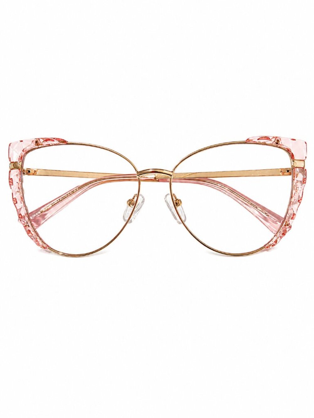Pink Crystal Gold Cat Eye 54-16-143 Eyeglass Frames - Picture 2 of 9